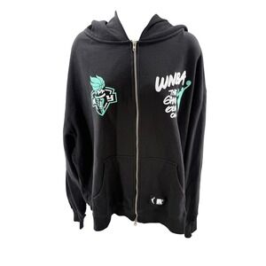 WNBA New York Liberty Black Full Zip Hoodie Sweatshirt Unisex XLarge New